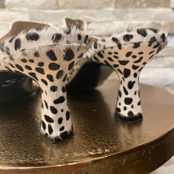 VanEli Size 9 Pony Hair Heels | Spotted Animal Print, Kitten Heel, Y2K Mules - Picture 3 of 11